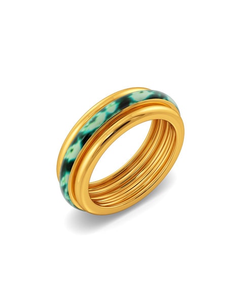 Buy Niscka Gold Plated Beautiful Blue Enamel Golden Ring Online