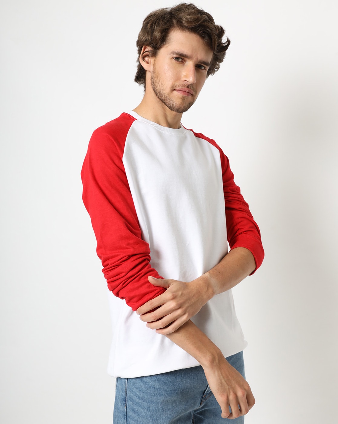 Red and white sweatshirt sale