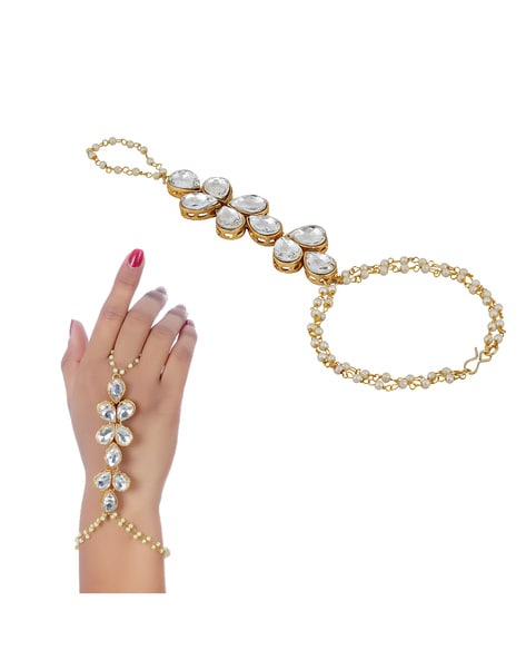 Buy Hand Bracelet, Bridal Ring Bracelet, Baguette Chain, Simple Finger  Jewelry, Hand Slave, Bridesmaid Gift for Wedding, Gold Indian Bracelet  Online in India - Etsy