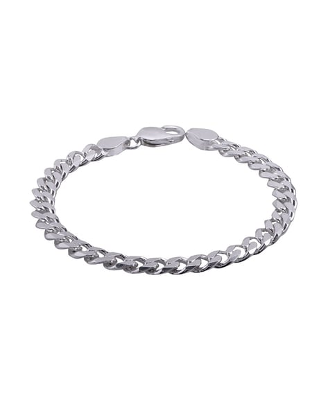 Pure 999 Fine Silver Flat Curb Link Bracelet For Men Solid 999 Fine Silver Men's  Bracelet - Bracelets - AliExpress