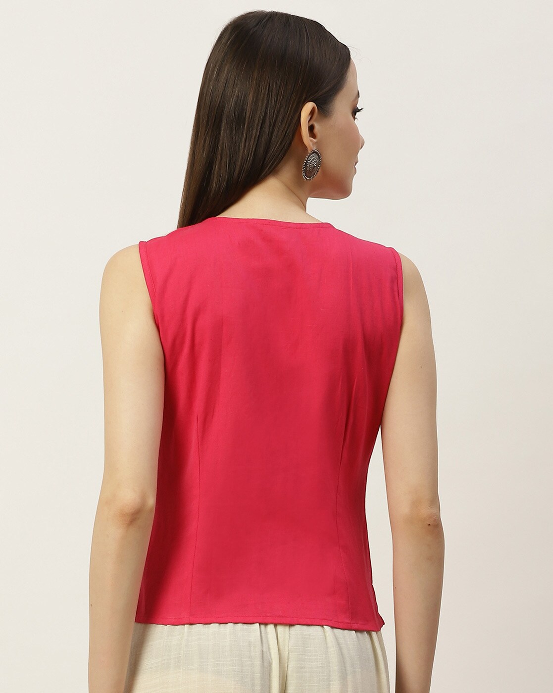 FEMMIBELLA Red Woven Design Princess Cut Padded Saree Blouse Price