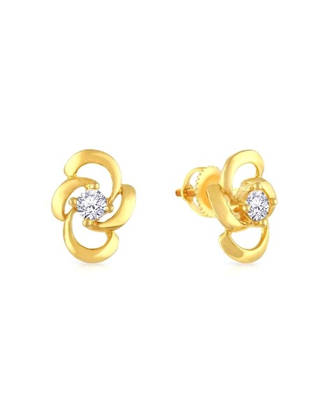 Buy KuberBox Rouge Fleur Stud Earrings 18K Gold online