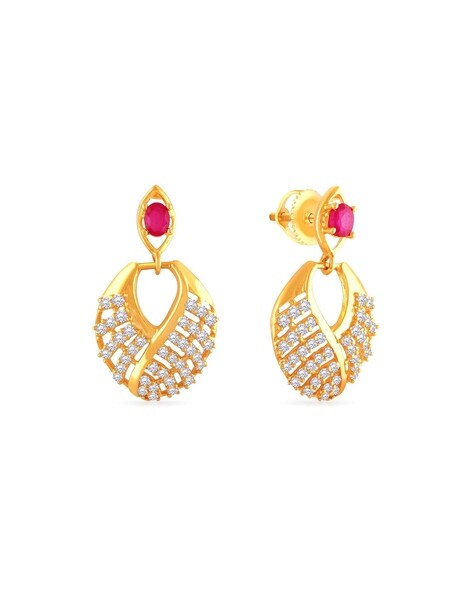 buy designer diamond and yellow gold earrings at Rs 50750/pair | सोने की  बालियां in Roorkee | ID: 19374393333