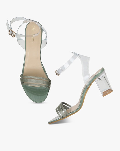 Buy Jking Women Transparent Block Heels Sandals-Beige Slip On Mules… at  Amazon.in