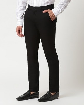 Buy Boss Slim Fit FlatFront Trousers  Black Color Men  AJIO LUXE