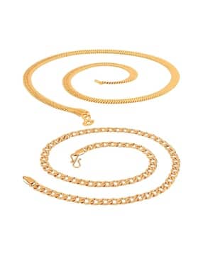 fashion frill Set of 2 Gold-Plated Chains with S-Hook Closure-picture-39