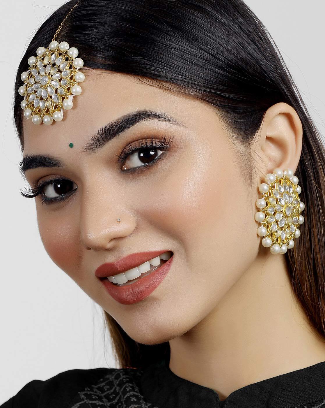 The Gypsy Minted Gold Layered Chandbali Earrings – Curio Cottage