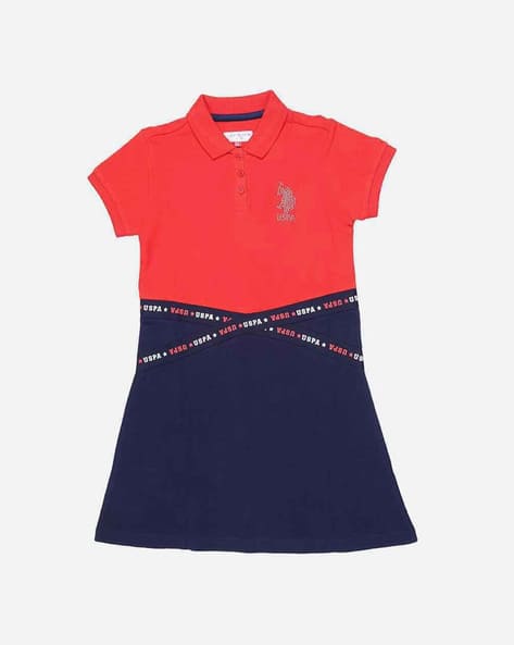 Buy Red Blue Dresses Frocks for Girls by Polo Assn