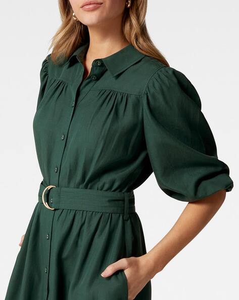Shirt dress with puff sleeves Clearance