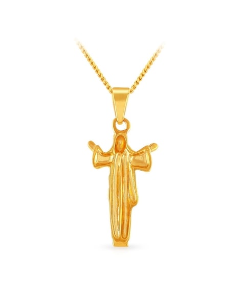 Buy VIRAASI Gold-Plated Black Stone Studded Jesus Cross Pendant with Chain  Necklace | Shoppers Stop