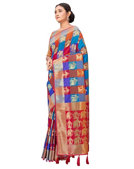 Buy online Multi Color Check Saree With Blouse from ethnic wear for Women  by Suali for ₹429 at 79% off | 2024 Limeroad.com