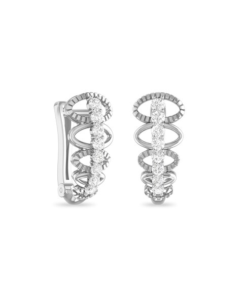 Buy Silver Plated Crystal Hoop Earrings by Auraa Trends Online at Aza  Fashions.