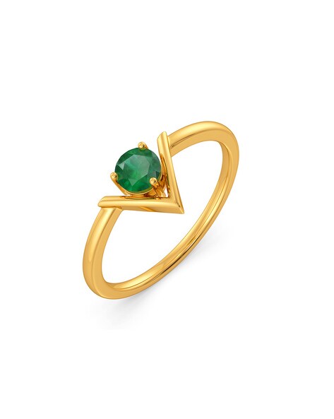 Manufacturer of Gold emerald stone ring for women kj-r16 | Jewelxy - 130461