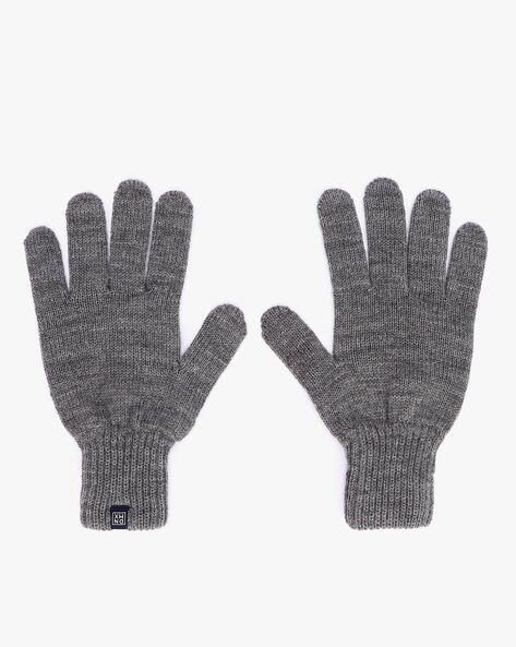 grey winter gloves