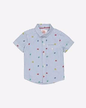 mothercare Striped Shirt with Fire Engine Print-picture-29