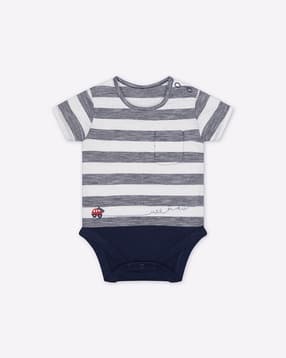 mothercare Striped Rompers with Patch Pocket-picture-32