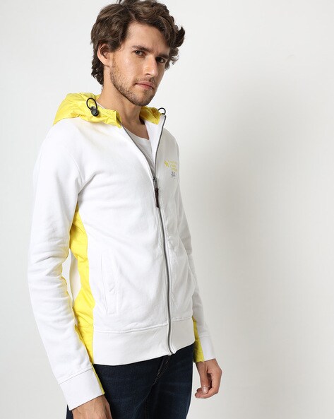 Yellow and white sweatshirt sale