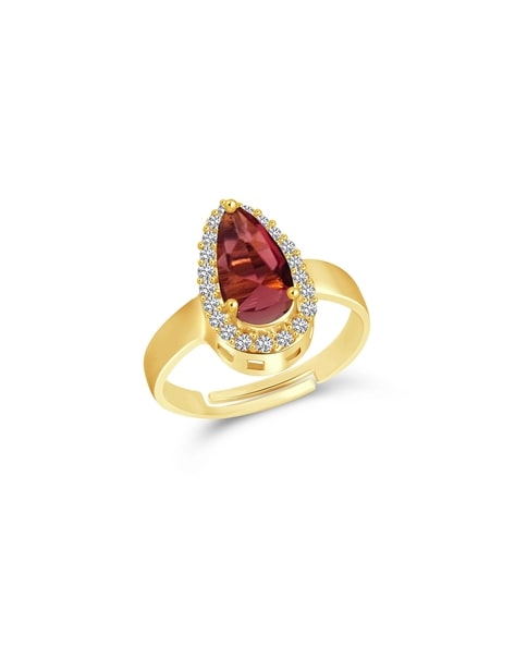 Freemen Red Big Stone with Diamond Golden Plated Ring - FM147 – Freemen®