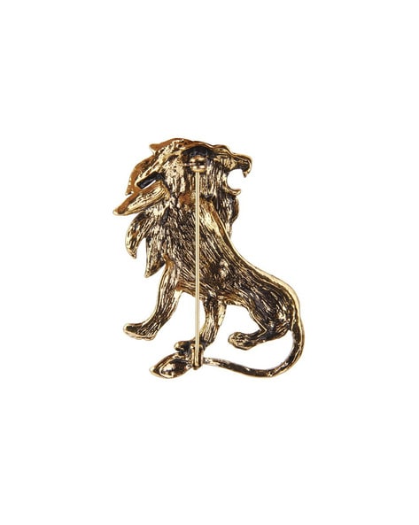 MALKA M. DEP. Gold Tone Lock Shaped Brooch Pin