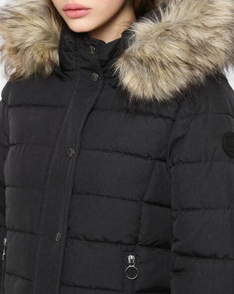 Quilted Jacket with Fur-Lined Hood