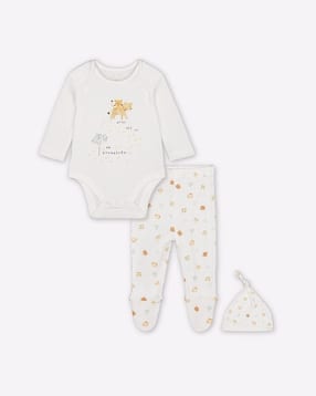 mothercare Printed Bodysuit with Pants & Bennie-picture-50