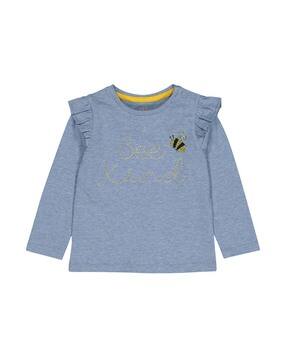 Embroidered Ruffled Round-Neck T-shirt-image-36