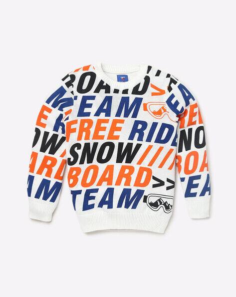 Typographic Print Crew-Neck Pullover