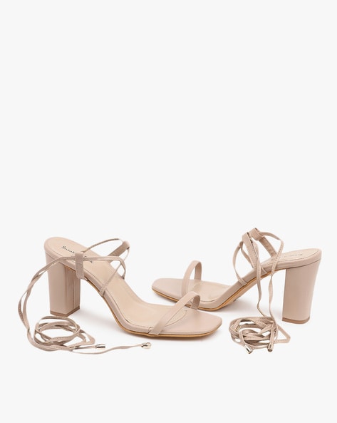 Nude strappy shop chunky heels