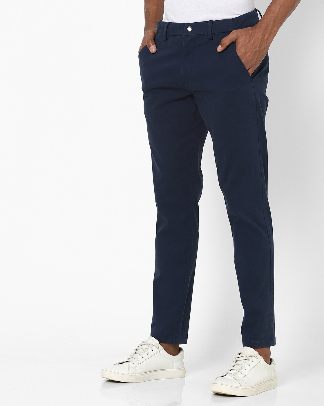 Buy Navy Blue Trousers & Pants for Men by NETPLAY Online