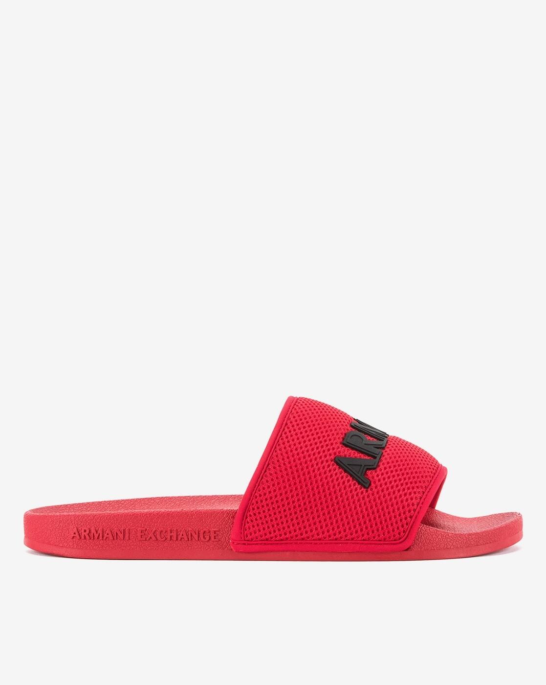 Logo Print Mesh Band Slides