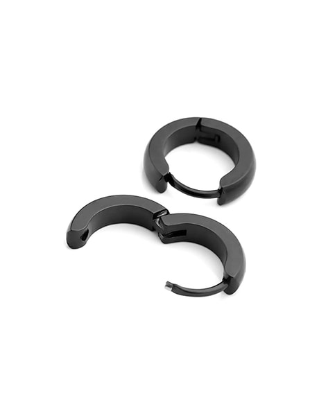 60mm Tube Hoop Earrings in Black IP Stainless Steel | Zales