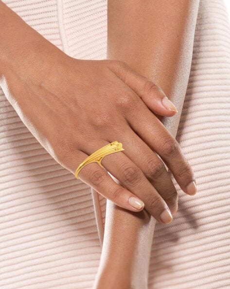 Bezel Two Finger Chain Ring Gold - kellinsilver.com