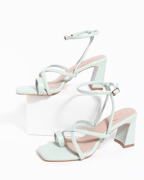 Strappy Chunky Heels with Ankle Strap