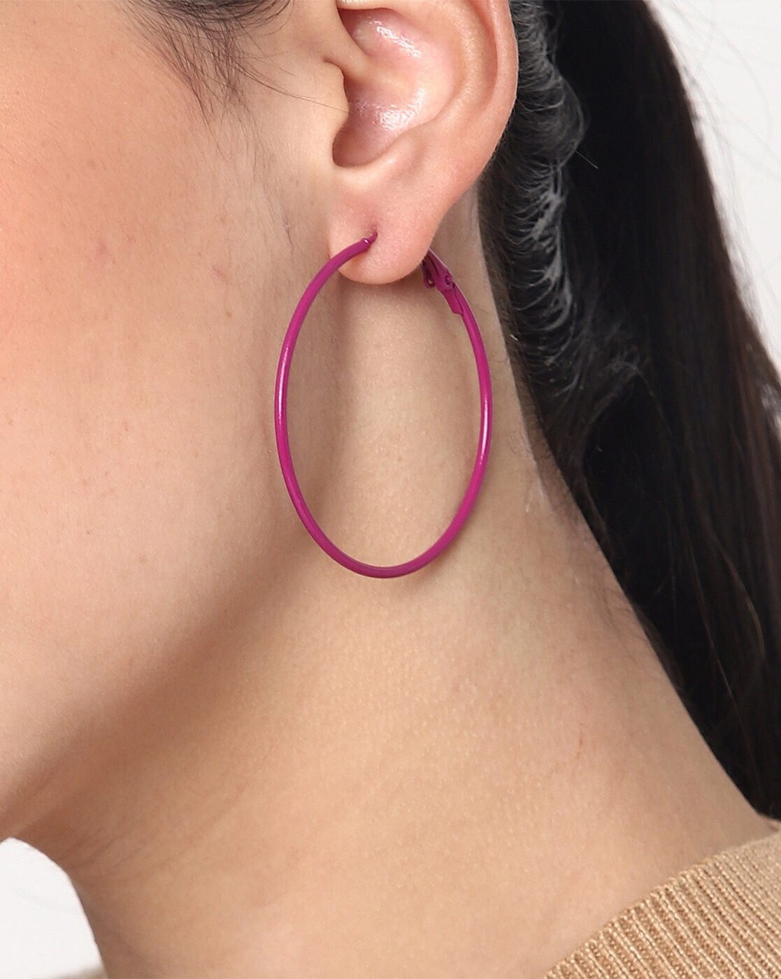 Buy Pink & White Resin Modern Hoop Earrings Online - W for Woman