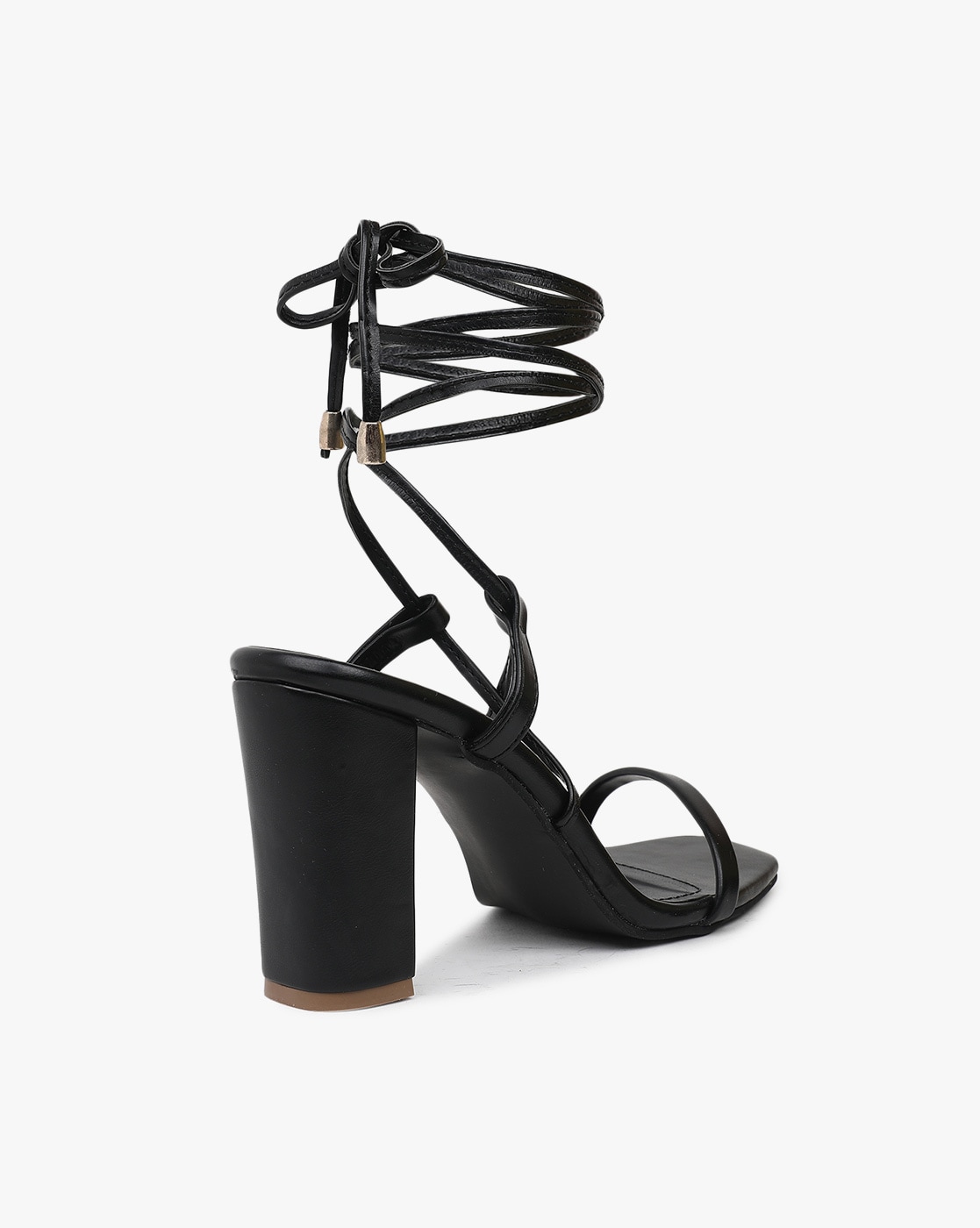 Strappy Chunky Heels with Tie Up