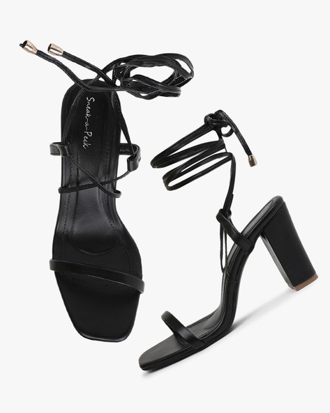 ASOS DESIGN National strappy high heeled sandals in black | ASOS