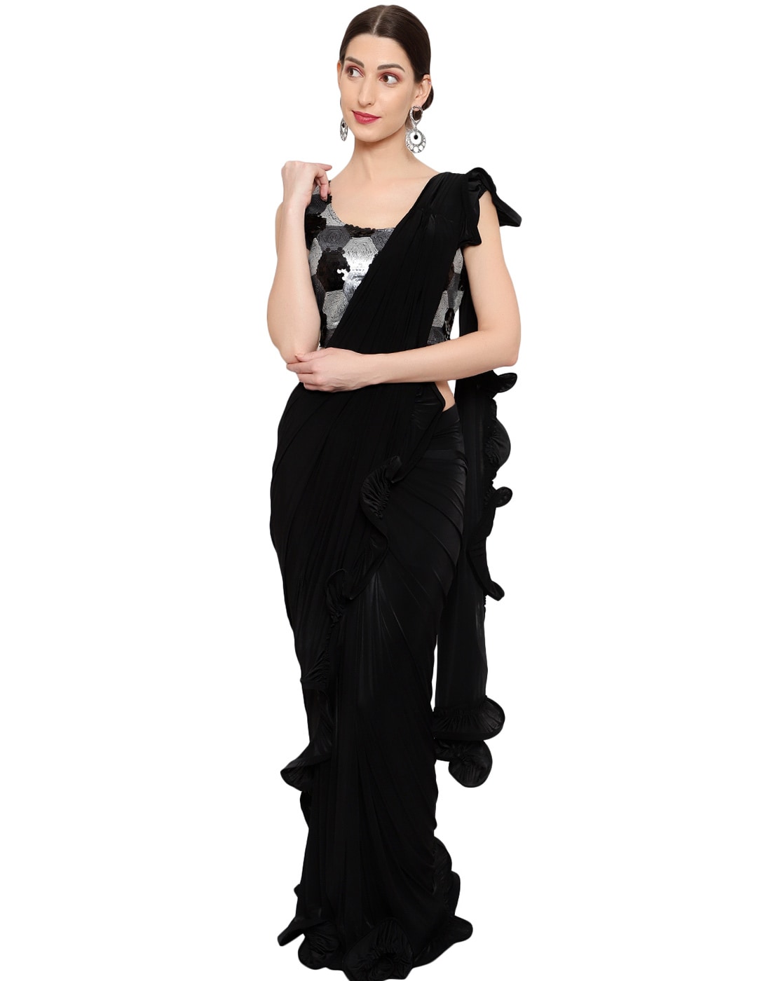 Buy Black Nurekha Pre-Stitched Saree by Designer Bhumika Sharma Online at  Ogaan.com