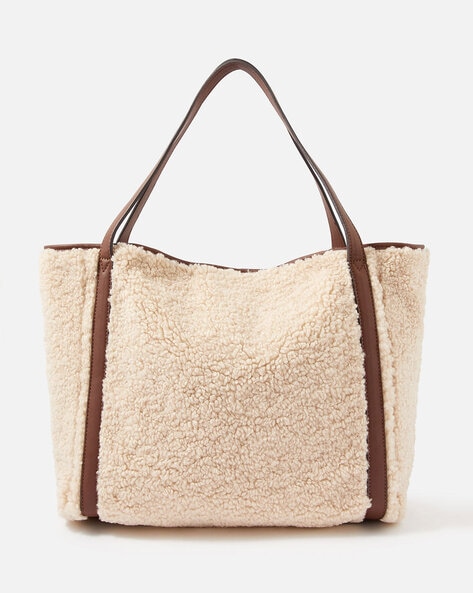 cream fur bag