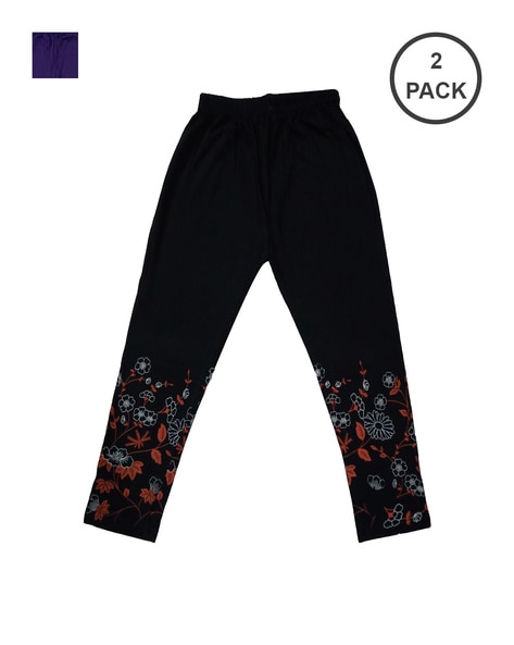 Buy Black & Purple Trousers & Pants for Girls by INDIWEAVES Online