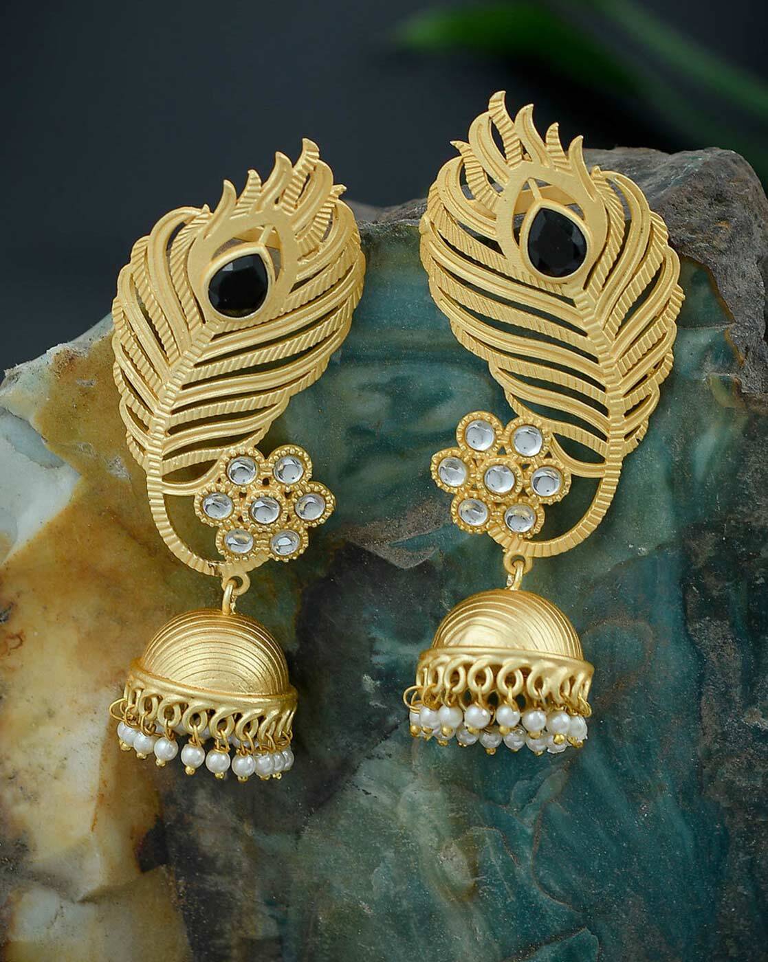 Peacock style store earrings gold