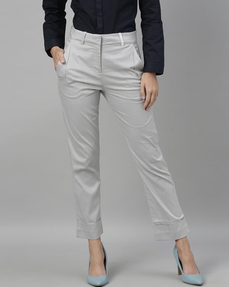 Madame Navy Cotton Ankle Length Trousers | Buy SIZE M Trouser Online for |  Glamly
