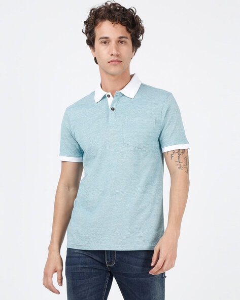 ECOLINE CLOTHING Heathered Polo T-shirt with Patch Pocket - www ...