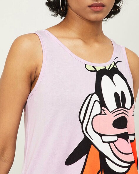 Women's Fashion Sport Cartoon Print Sleeveless T-Shirts Stylish