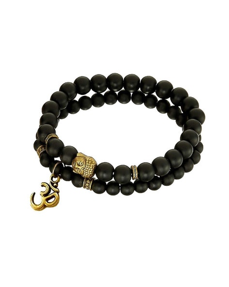 Buy Lion Head Gemstone Bracelet, Black Onyx Beaded Bracelet, Mens Stretch  Bracelet, Yoga Meditation Jewellery, Black Beaded Jewellery Online in India  - Etsy