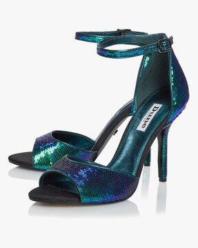 blue embellished sandals