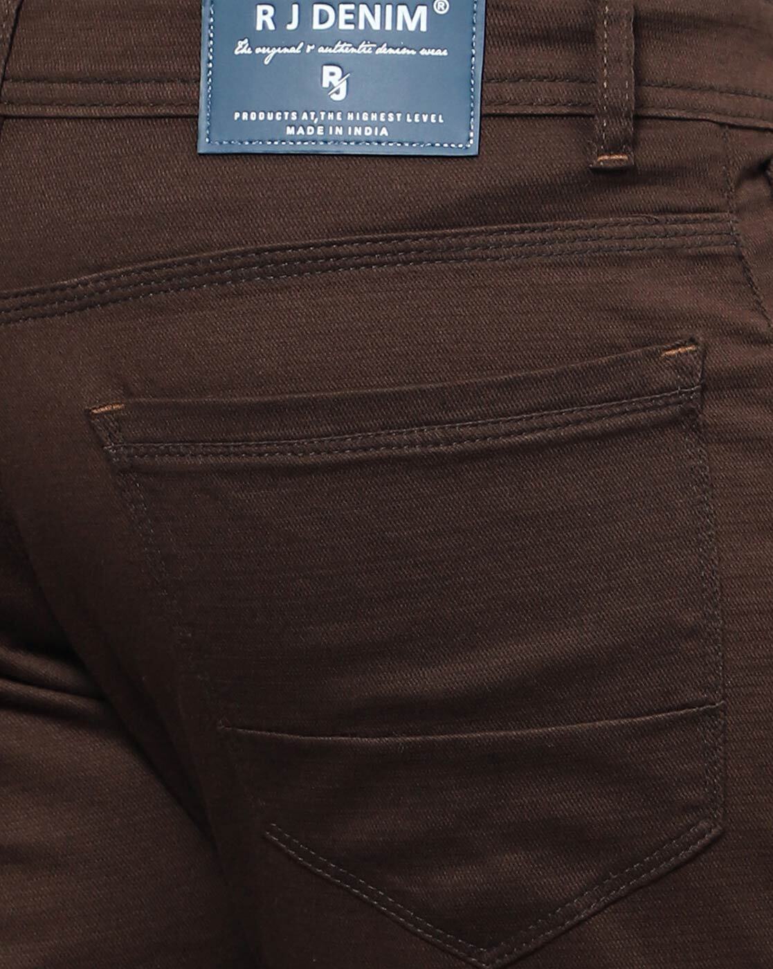 Dark Taupe Brown Rinse Denim | Casual shirts, Slim fit, Print t shirt