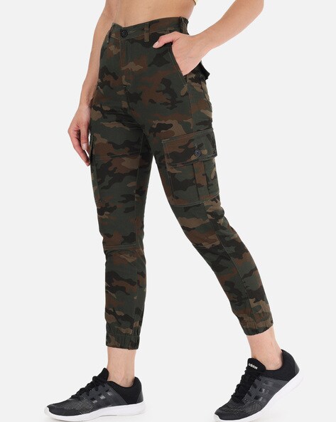Female Bottom Wear Women Military Print Trackpant