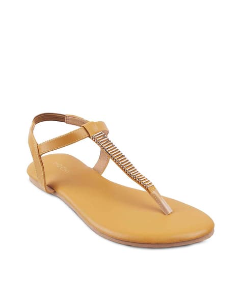 yellow t strap sandals