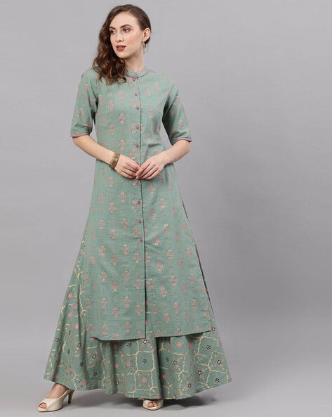 long floral button up dress