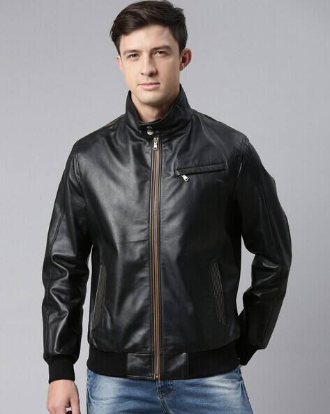 ajio leather jacket